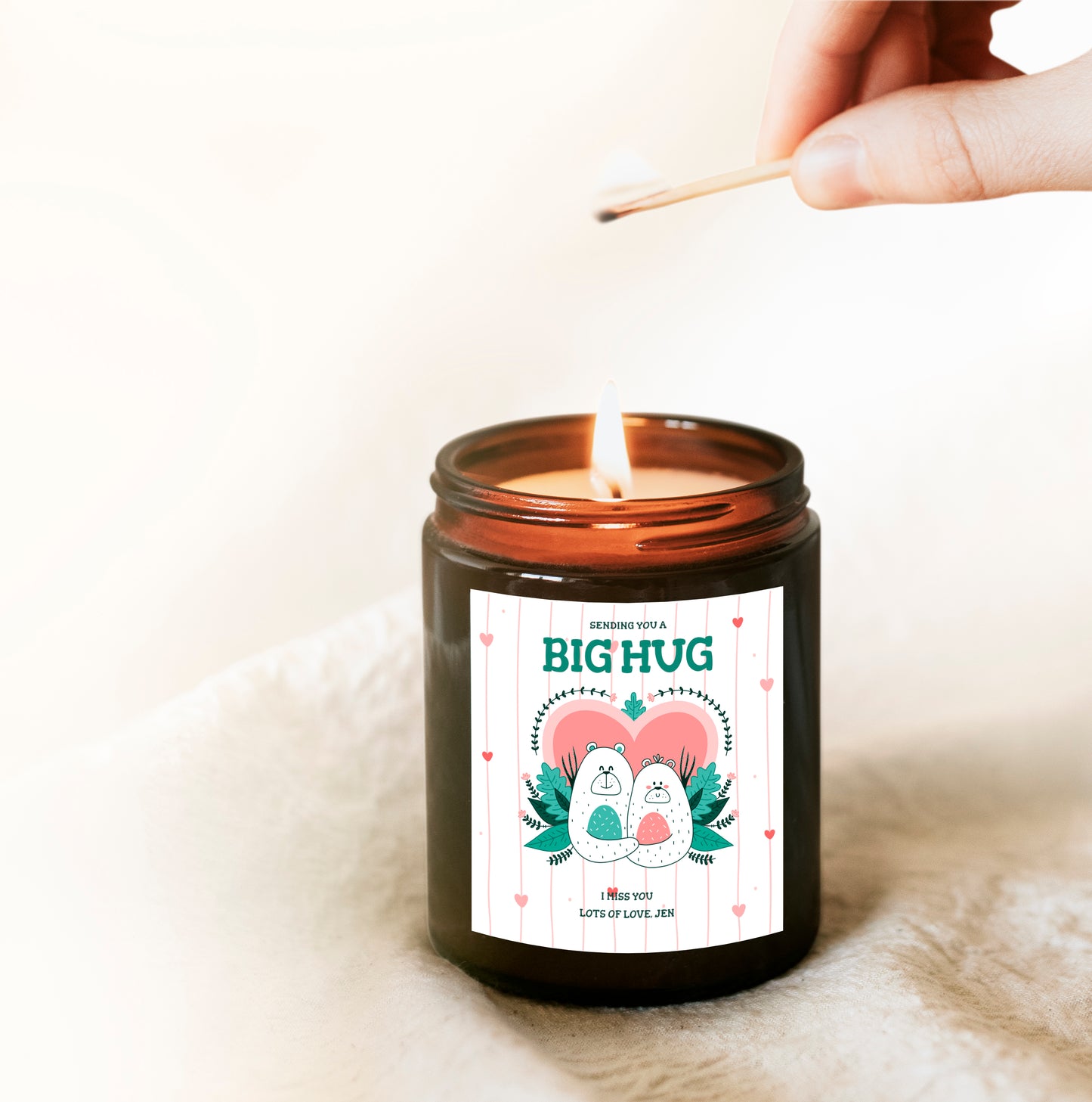 Cute Big Hug Candle | Personalised Gift