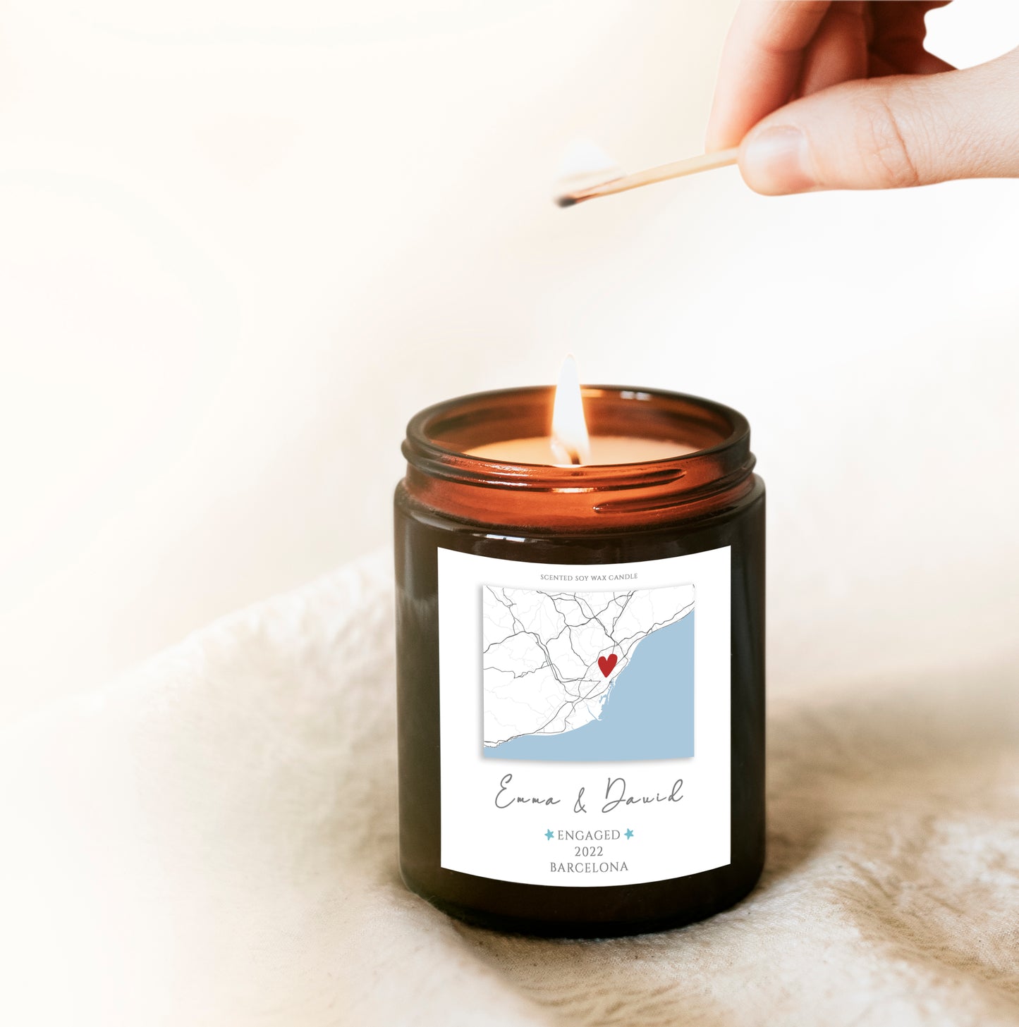 Engagement Gift Any Map Candle No: 2